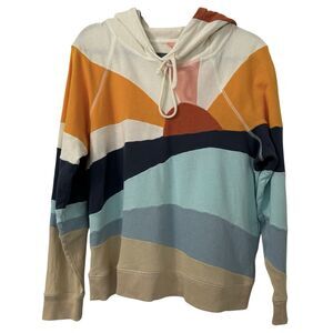 Faherty Soleil Hoodie Womens Large Sunrise French Cotton Sun and Sea Dopamine